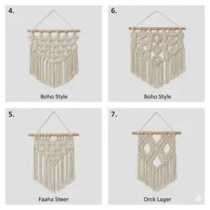 Large, fringed bohemian (boho) style woven hanging wall decor tapestry above a wooden headboard.