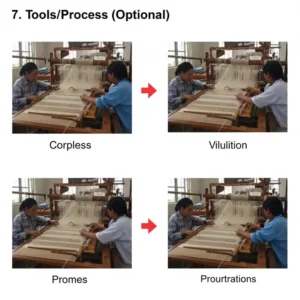 Hand-weaving process shown on a loom, creating custom, artisanal woven wall decor.