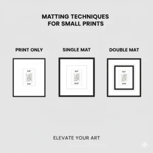 A visual example of professional matting techniques used for small prints for framing.