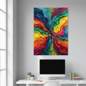 A set of three framed modern fabric wall art panels with botanical prints on a white wall.