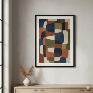 Over-the-bed placement of modern fabric wall art creating a soft and cozy bedroom atmosphere.