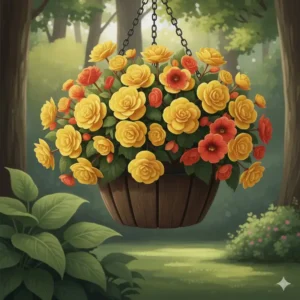 Multi-colored Calibrachoa or Million Bells, the best flower plants for hanging baskets due to their low maintenance.