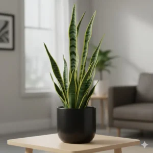 A tall and vibrant Snake Plant, one of the most popular low light houseplants for sale for air purification.