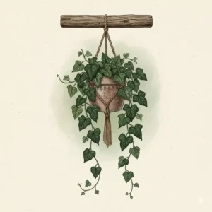 Illustration of English Ivy vines, which are excellent trailing hanging plants good in shade.