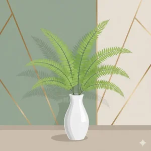 A contemporary digital illustration of a light fern plant in a ceramic pot for interior design inspiration.