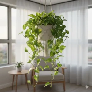 A lush hanging Pothos ivy, a versatile and easy-to-grow option among low light houseplants for sale.