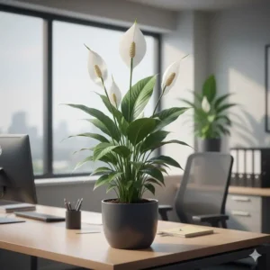 Elegant Peace Lily with white blooms, ideal for those seeking flowering low light houseplants for sale.