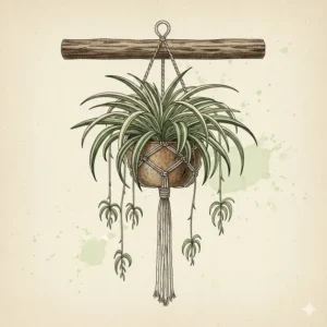 A Spider Plant producing small babies, perfect for indoor hanging plants good in shade.