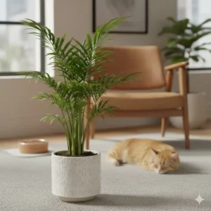 A pet-friendly Parlor Palm, a great addition to your collection of low light houseplants for sale.