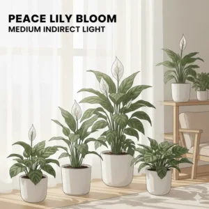 An artistic drawing of a blooming peace lily, showcasing how medium indirect light plants can thrive indoors.