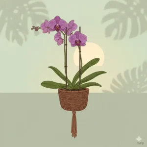 Artistic illustration of a blooming orchid, a beautiful choice for tropical plants for hanging baskets.