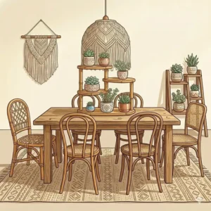 A tiered bamboo plant stand designed for small spaces, a best-seller among our boho furniture for sale.