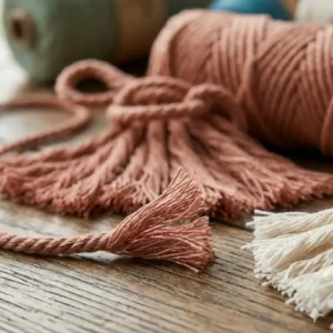 Strong 3-ply macrame yarn rope twisted for extra durability in heavy plant hangers.
