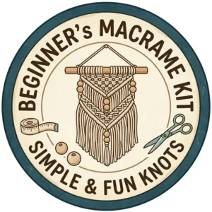 An easy-to-read illustration indicating that this macrame kit is designed for beginners and first-time crafters.
