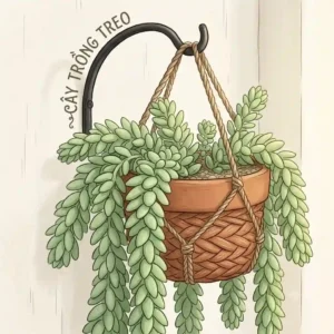 Close-up of a healthy Burro's Tail succulent growing thick, trailing stems, excellent succulents for hanging pots.