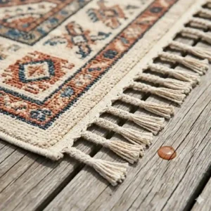 A close-up view highlighting the durable woven texture of outdoor rugs 8x10 boho style.